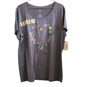 New Blue-Gray Heart Floral Women's Top XXL